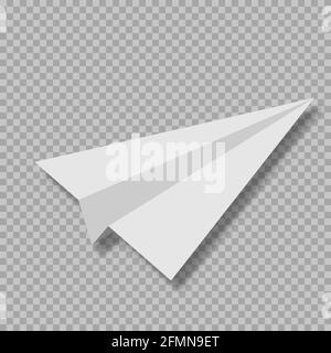 Realistic paper airplane. vector illustration isolated on transparent background Stock Vector