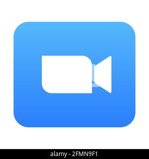 Zoom app logo. Video communication symbol. Vector icon for website design, mobile app, ui Stock Vector