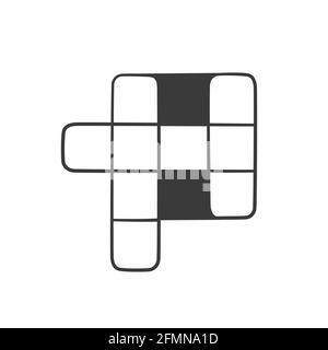 Word crossword puzzle icon in doodle style. Isolated vector illustration on white background Stock Vector