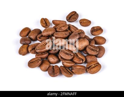 Roasted coffee beans isolated in white background Stock Photo