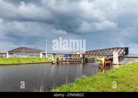 Wooden Bicyle bridge in Groningen The Netherlands Stock Photo