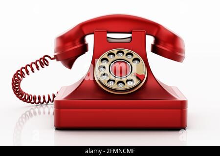 Antique rotary phone isolated on white background. 3D illustration ...