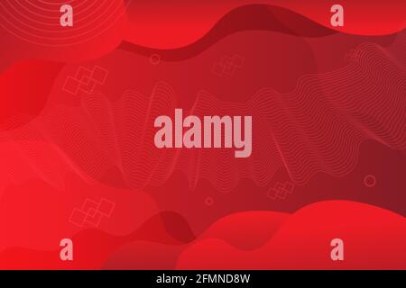 Abstract red background with wavy lines effect Stock Vector