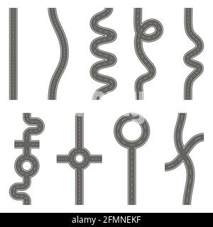 Vertical seamless roads on a white background, vector eps10 illustration. Stock Vector