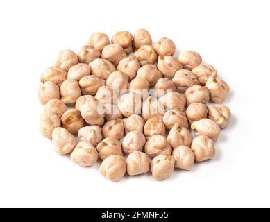pile of chickpea seeds closeup on white background Stock Photo