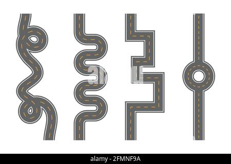 Vertical seamless roads on a white background, vector eps10 illustration. Stock Vector