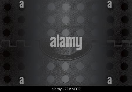 Luxury black metal gradient background with distressed metal plate texture and dotted ornament. Vector illustration Stock Vector