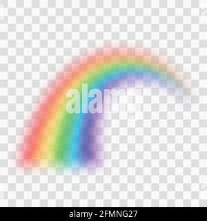 3d rainbow icon on a transparent background. Detailed isolated symbol. Cute realistic vector illustration with blur effect Stock Vector
