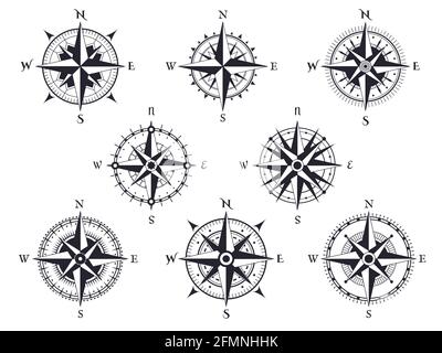 Compass black icon set . Wind rose signs. Cardinal compass symbols North,  South, East, West. Isolated realistic design, vector illustration on white  background 15779132 Vector Art at Vecteezy