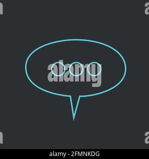 Neon chat icon flat design.Texting symbol isolated. Stock Vector