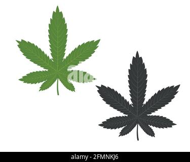Marijuana Green leaf. Hemp marijuana hemp leaves. Stock Vector