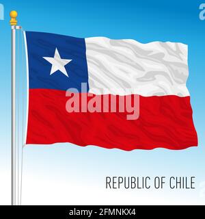 Chile official national flag, south america, vector illustration Stock Vector