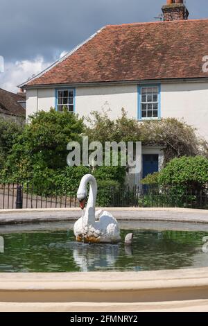 Mistley fountain, detail of the Swan Fountain sited in the High Street of the historic village of Mistley, Essex, England, UK Stock Photo