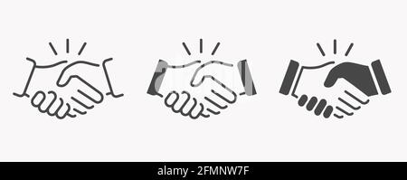 Handshake icon. Symbol of partnership, agreement. Vector illustration isolated on white background. Stock Vector