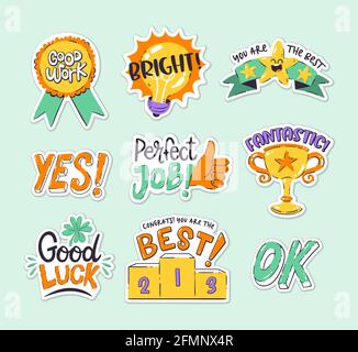 Set of great job and good job stickers Vector illustration Stock Vector  Image & Art - Alamy