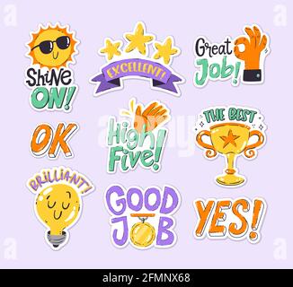 Free Vector, Hand drawn good job and great job sticker pack