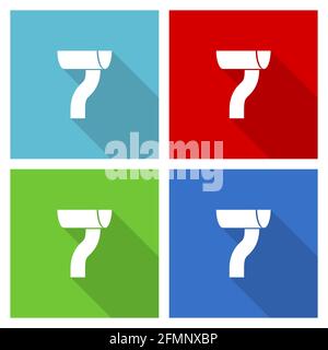 Gutter icon set, flat design vector illustration in eps 10 for webdesign and mobile applications in four color options Stock Vector