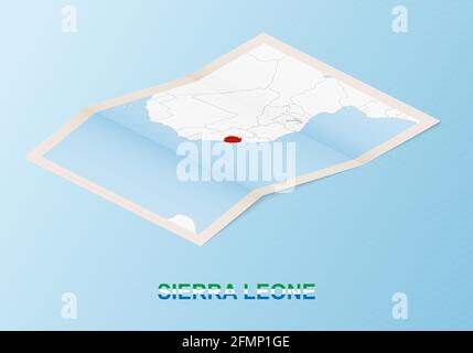 Folded map of Sierra Leone in three different versions. Vector map of ...