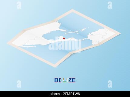 Belize map, folded paper with Belize map. Vector illustration Stock ...