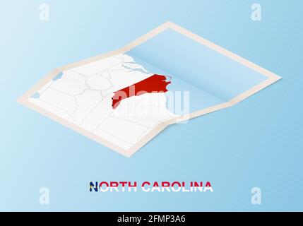 North Carolina map, folded paper with North Carolina map. Vector ...