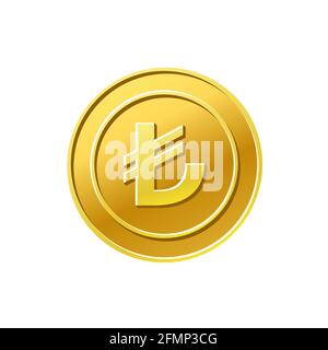 Coin icon. Turkish Lira sign. Golden coin Stock Vector