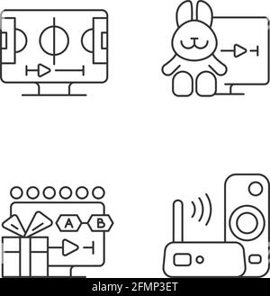 Broadcast services linear icons set Stock Vector
