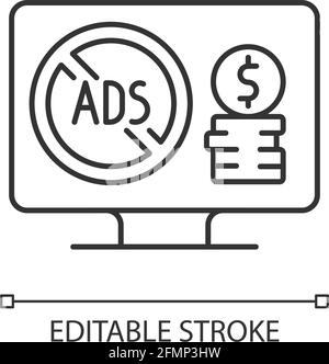 Ad-free subscription plan linear icon Stock Vector