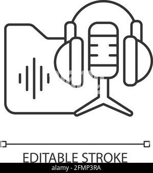 Podcasts library linear icon Stock Vector