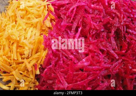 Grated beets and carrots Stock Photo