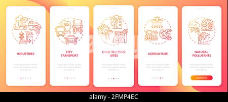 Surrounding air pollution onboarding mobile app page screen with concepts Stock Vector