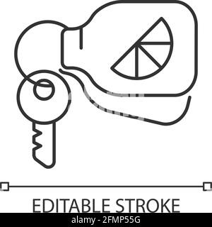 Branded keyring linear icon Stock Vector
