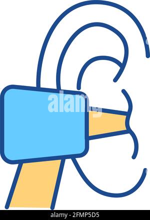 Ear irrigation RGB color icon Stock Vector