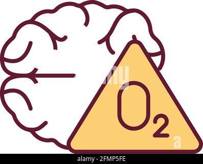Brain hypoxia RGB color icon Stock Vector