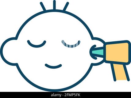 Removing pediatric earwax blockage RGB color icon Stock Vector