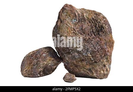 group of rocks isolated on white background Stock Photo