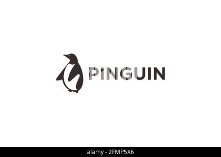 Pinguin illustration. Creative animal logo inspiration. can be used as symbols, brand identity, icons, or others. Color and text can be changed accord Stock Vector