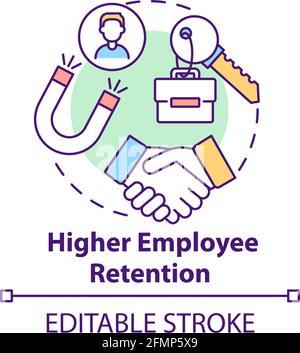 Higher employee retention concept icon Stock Vector
