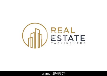 Construction Building Logo Architecture Simple Flat Geometric. Stock Vector