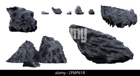 dark rocks isolated on white background Stock Photo