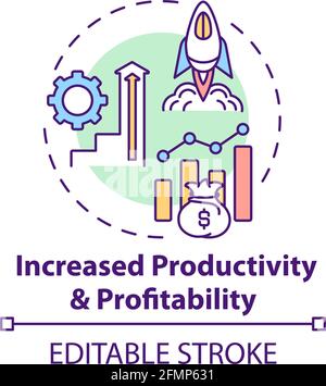 Increased productivity and profitability concept icon Stock Vector