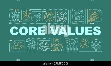 Core values word concepts banner Stock Vector