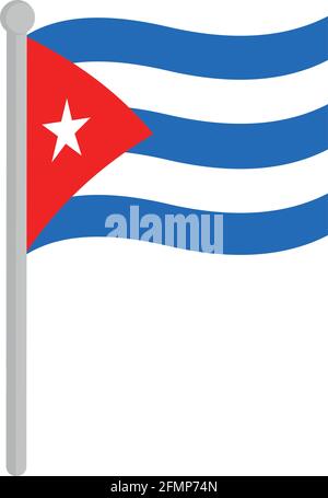 Vector illustration of the flag of Cuba with a pole Stock Vector