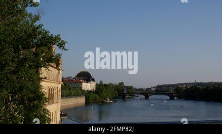 Prague, Czech Republic, June 2009: landscape of Legion bridge. Stock Photo