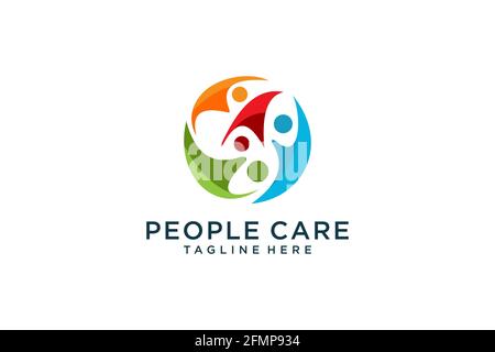 Social Humanity People Logo. Flat Vector Logo Design Template. Stock Vector