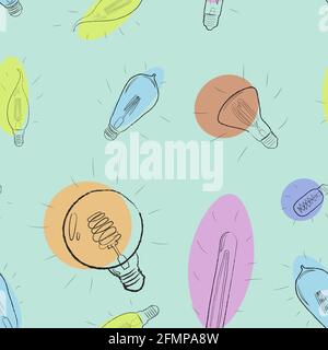 Vector pattern with multycolored decoraytive light bulbs Stock Vector