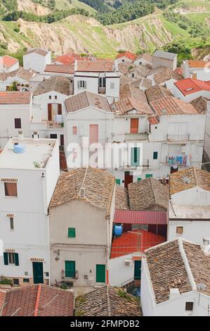 View of old village of Pisticci, neighborhood 'Dirupo'. Pisticci, Basilicata, Italy Stock Photo