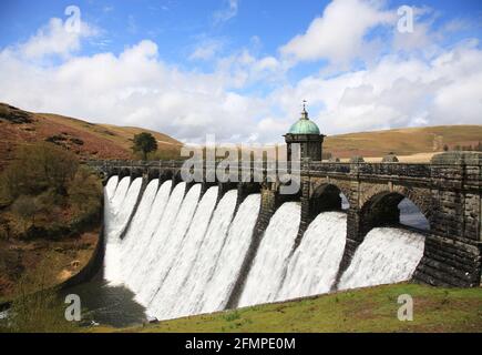 Craig Goch dam in the Elan valley, Rhayader, Powys, Wales, UK. Stock Photo