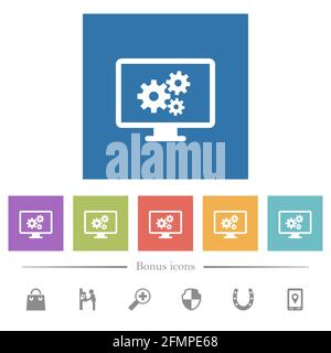 Screen settings white flat icons on color rounded square backgrounds. 6 ...