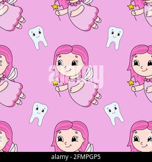 Colored cartoon seamless pattern. Cartoon style. Hand drawn. Vector illustration isolated on white background. Stock Vector