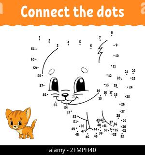 Dot to dot game. Draw a line. For kids. Activity worksheet. Coloring book. With answer. Cartoon character. Vector illustration. Stock Vector